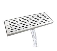 YJEUZCD Rectangulares Lineal Ducha Drenar con Rejilla, Trinchera Sisteme para Baño, 304 Acero Inoxidable Drenaje De Piso, Cocina Patio Cubierta Alcantarillado(Silver-M,80x20cm/31.5x7.9in)