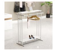 YJEUZCD Ropa Estante con Estante, Metales Varilla Prenda Estante, Tienda Ropa Estantes, Abrigo Boutique Pantalla Stand para Colgando(Blanco,47.2x19.6x59in)