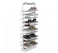 YJEUZCD Zapatero Extraíble para Armario Profundo, Organizador Deslizante De Acero Aleado, Estructura Extensible Y Bandejas Ajustables(80x29x(137~149) cm)