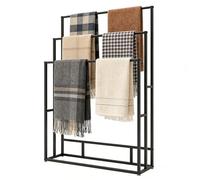 YJEUZCDe Pie Bufanda Pantalla Estar De Pie, Metales Mantón Titular Organizador, Estante para Comercial Ropa Venta Al por Menor Tienda Sábanas Traje Pantalones(Black,100x35x180cm)