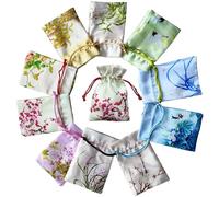 YJFY 10 Bolsas de Brocado de Seda para Joyas, 8 cm x 12 cm, Bolsa de Regalo China, 10 Patrones Vintage para Dulces, Pintalabios, etc. (Antiguo)