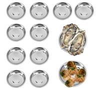 YJFY 10 platos de acero inoxidable, platos de mariscos, cuencos para salsas, camping, metal, durabilidad para porciones de caracoles, ostras, salsa de soja, etc. (12 cm)