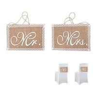 YJFY 2 Piezas Bandera de Boda de Arpillera Mr and Mrs Wedding Chair Banner Sign Mr y Mrs Banderas Boda MR y Mrs Set de Decoración para Decoración de Bodas, Banquetes, Suministros para Fiestas (Lace)