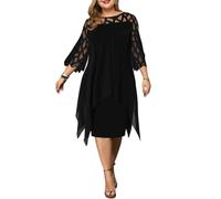 YJHLY Vestidos De Mujer Vestidos De Talla Grande para Mujeres 4XL 5XL 6XL Summer Elegante Manga De Malla Manga Blanca Vestidos De Fiesta De Gran Tamaño De Gran Tamaño-Black-XXXL