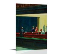 YJJECP Edward Hopper Nighthawks - Pósteres decorativos para pared, impermeables, modernos, para el hogar, para el trabajo, arte de pared para el hogar, fácil de instalar, estilo marco, 40 x 60 cm
