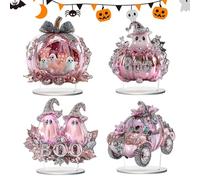 Yjkedfh Decoración De Mesa Para Halloween | 4 Piezas 2D Acrílico Fantasma Calabaza Decoración Para Coche | Artistico | para Hogar Sala de Estar Dormitorio Recepción de Boda Fiesta Reunión Halloween