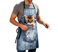Yjkedfh Lindo delantal - Delantal impermeable con diseño de gatos, delantal original para animales, para la cocina, para hornear pizza, pintura, trabajo de arcilla y clases