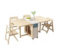YJKKZQLB Mesa de comedor plegable de madera con 4 sillas plegables, para espacios pequeños, estación de trabajo, cocina, comedor, sala de estar, reunión familiar.