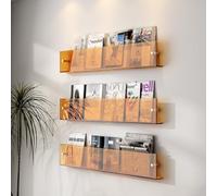 yjnhxns 3 Packs Floating Wall Mounted Shelves, Acrylic Magazine Holder, Clear Brochure Wall Mount, for Waiting Room, Exhibitions Office Retail Store Display(Clear,70cm)