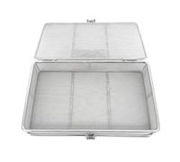 yjnhxns Bandeja para Instrumentos, cestas Perforadas de Malla, Bandeja de esterilización, Cesta de desinfección de Equipos médicos con Tapa de Acero Inoxidable(20 * 15 * 5cm)