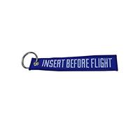 YJS Llavero Anillo Clave Bordado Anillo para llaves para Motocicletas Scooters Coches y Regalos Sportbike Pantalón Mochilas INSERT BEFORE FLIGHT (AZUL)
