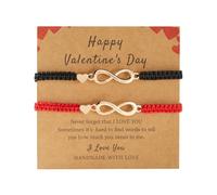 Yjs232 - Juego de 2 pulseras de la suerte con forma de infinito, apertura ajustable, accesorio de moda para mujeres y niñas, 18-26cm, Tela
