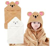 YJSDDNTY 2pcs Toalla con Capucha para Bebé,Baby Towel with Hood 80 x 80 cm,Soft and Super Absorbent Baby Bath Cape,Osos Blancos y Koalas de Color café