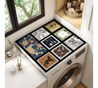 YJSZY Alfombrilla para Lavadora Y Secadora Antipolvo,DiseñO De Mandala Bohemio con CuadríCula Colores,Antideslizante,Recortable,Apta para FrigoríFico,Microondas Lavadero (Color 4,40 x50 cm)