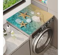 YJSZY Alfombrillas Protectoras para Lavadoras Y Secadoras,Fundas Antideslizantes para Lavadoras,Cover Mat con Estampado Ondas Y Conchas,Funda Antipolvo Cocinas Y Refrigeradores (Color 1, 50 x50 cm)