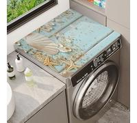 YJSZY Alfombrillas Protectoras para Lavadoras Y Secadoras,Fundas Antideslizantes para Lavadoras,Cover Mat con Estampado Ondas Y Conchas,Funda Antipolvo Cocinas Y Refrigeradores (Color 2, 40 x50 cm)