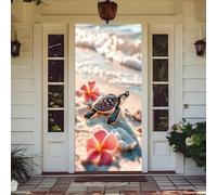 YJSZY Cubierta De Puerta,90 X 210cm,DecoracióN De Puerta Delantera,Ubierta EláStica Door Cover,Letrero De Porche,Suministros De Fiesta para El Hogar Primavera/Verano/OtoñO/Invierno (Tortuga Marina)