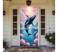 YJSZY Cubierta De Puerta,90 X 210cm,DecoracióN De Puerta Delantera,Ubierta EláStica Door Cover,Letrero De Porche,Suministros De Fiesta para El Hogar Primavera/Verano/OtoñO/Invierno (Delfín)