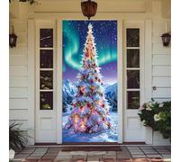 YJSZY Cubierta De Puerta,90 X 210cm,DecoracióN De Puerta Delantera,Ubierta EláStica Door Cover,Letrero De Porche,Suministros De Fiesta para El Hogar Primavera/Verano/OtoñO/Invierno (Árbol De Navidad)