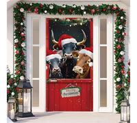 YJSZY Cubierta Puerta Navidad,90x210cm,Christmas Door Cover,con EláStico,Cubierta Decoracion para Puerta NavideñA,Decoraciones NavideñAs,para DecoracióN De Puertas De Navidad E Invierno (Vaca)