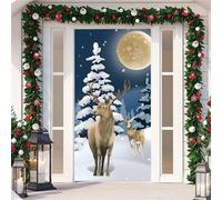 YJSZY Cubierta Puerta Navidad,90x210cm,Christmas Door Cover,con EláStico,Cubierta Decoracion para Puerta NavideñA,Decoraciones NavideñAs,para DecoracióN De Puertas De Navidad E Invierno (Alce)