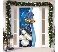 YJSZY DecoracióN NavideñA para Puerta,90 X 210 Cm,Lavable Christmas Door Cover,con Banda EláStica,Decoracion Navidad Puerta Entrada,Fondo para Colgar,para Uso Interior Y Exterior En Navidad (Color 7)