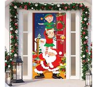YJSZY DecoracióN NavideñA para Puerta,90 X 210 Cm,Lavable Christmas Door Cover,con Banda EláStica,Decoracion Navidad Puerta Entrada,Fondo para Colgar,para Uso Interior Y Exterior En Navidad (Color 3)