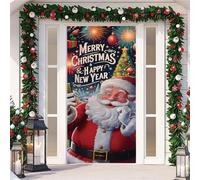 YJSZY DecoracióN NavideñA para Puerta,90 X 210 Cm,Lavable Christmas Door Cover,con Banda EláStica,Decoracion Navidad Puerta Entrada,Fondo para Colgar,para Uso Interior Y Exterior En Navidad (Color 1)
