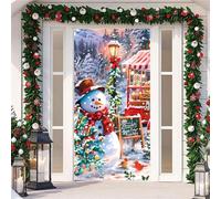YJSZY DecoracióN NavideñA para Puerta,90 X 210 Cm,Lavable Christmas Door Cover,con Banda EláStica,Decoracion Navidad Puerta Entrada,Fondo para Colgar,para Uso Interior Y Exterior En Navidad (Color 2)