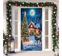 YJSZY Decoracion Puerta Navidad,DecoracióN NavideñA Puerta Entrada Exterior,Funda Pancarta Colgante De Papá Noel Puerta EláStica,Fundas Cubierta Adorno Delantera Casa Hogar 90 X 210 Cm (Color 2)
