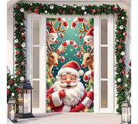 YJSZY Decoracion Puerta Navidad,DecoracióN NavideñA Puerta Entrada Exterior,Funda Pancarta Colgante De Papá Noel Puerta EláStica,Fundas Cubierta Adorno Delantera Casa Hogar 90 X 210 Cm (Color 8)