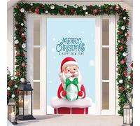 YJSZY Decoracion Puerta Navidad,DecoracióN NavideñA Puerta Entrada Exterior,Funda Pancarta Colgante De Christmas Puerta Banderolas,Fundas Cubierta Noel Puerta Alce Copos De Nieve (Color 4， 90x210cm)