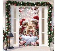 YJSZY Decoracion Puerta Navidad,DecoracióN NavideñA Puerta Entrada Exterior,Funda Pancarta Colgante De Papá Noel Puerta EláStica,Fundas Cubierta Adorno Delantera Casa Hogar 90 X 210 Cm (Color 3)