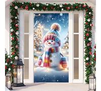 YJSZY Decoracion Puerta Navidad,DecoracióN NavideñA Puerta Entrada Exterior,Funda Pancarta Colgante De Papá Noel Puerta EláStica,Fundas Cubierta Adorno Delantera Casa Hogar 90 X 210 Cm (Color 1)
