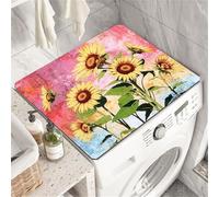 YJSZY Funda para Lavadora Y Secadora,Antideslizante,Antipolvo,Superabsorbente,Estampado De Girasoles Alfombra,Juego De Accesorios Lavadora Funda Lavadora Exterior Impermeable (Color 1, 60 x60 cm)