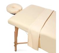 YJSZY Juego De Sábanas De Masaje De Microfibra De 3 Piezas Incluye Sábana Encimera De Masaje Sábana Bajera Ajustable Y Funda para Reposa Cara Massage Chair Cover Set Transpirable (Beige,80 x 185 cm)