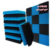 YJXVikra Paquete de 24 paneles acústicos, paneles de pared, paneles de sonido, utilizados para insonorización, paneles de espuma insonorizados, para paredes (12 negros + 12 azules)