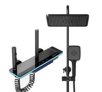 YJYAJIE Columna de Ducha, Sistema de Ducha con 31x20cm Ducha de lluvia, caño de bañera oculto, pantalla LED Digital, ducha de mano de altura ajustable para Cuarto de baño