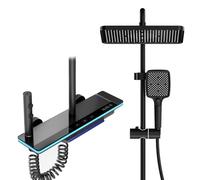 YJYAJIE Columna de Ducha, Sistema de Ducha con 31x20cm Ducha de lluvia, caño de bañera oculto, pantalla LED Digital, ducha de mano de altura ajustable para Cuarto de baño