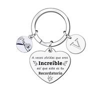 YJYJZX Regalo Llavero inspirador, Llavero colgante de plata A-Z 26 letras iniciales A Veces Olvidas Que Eres Increíble, así Que Este Es Tu Recordatorio Para Hija Hijo Hermana Amigos Madre (V)