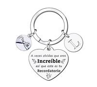 YJYJZX Regalo Llavero inspirador, Llavero colgante de plata A-Z 26 letras iniciales A Veces Olvidas Que Eres Increíble, así Que Este Es Tu Recordatorio Para Hija Hijo Hermana Amigos Madre (L)