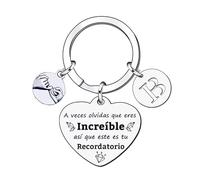 YJYJZX Regalo Llavero inspirador, Llavero colgante de plata A-Z 26 letras iniciales A Veces Olvidas Que Eres Increíble, así Que Este Es Tu Recordatorio Para Hija Hijo Hermana Amigos Madre (B)