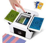 Ykall Barajador de Cartas Automático Eléctrico 1-2 Barajas, Recargable USB-C 2000mAh, Silencioso, Compatible con Poker Blackjack, Texas Hold'em, Skip-Bo y Phase 10 (Blanco)