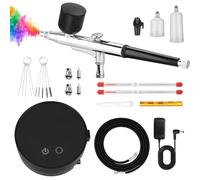Ykall Kit Aerógrafo con Compresor 28-46 PSI, 3 Boquillas 0.2/0.3/0.5 mm