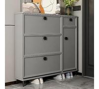 YKCITSQTR Narrow Shoe Cabinet with Hidden Slim 3-Drawer Storage Unit Modern E Shoe with Flip Door and Tilt Bin for Efficient Space Saving.