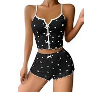 YKDLLF Conjunto de Pijama Mujer de Estar por Casa Pantalón Corto y Camisola Verano Ropa de Dormir Cómodo Femenina Superior Tirantes Elástico Lencería Set Conjuntos Mujer Verano Dos Piezas Ropa Casual