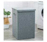 YKHB Cesta de almacenamiento Caja de almacenamiento Cestas de almacenamiento de algodón y lino con tapa Cesta de lavandería de gran capacidad para el hogar Contenedores de almacenamiento plegables