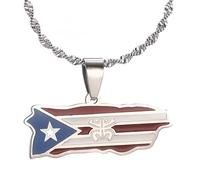 YKHBC Puerto Rico Map Necklace,Puerto Rico Map Pendant,PR Puerto Ricans Patriotic Jewelry Adjustable Chain Accessories Chain Gifts (12)
