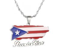 YKHBC Puerto Rico Map Necklace,Puerto Rico Map Pendant,PR Puerto Ricans Patriotic Jewelry Adjustable Chain Accessories Chain Gifts (20)