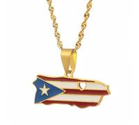 YKHBC Puerto Rico Map Necklace,Puerto Rico Map Pendant,PR Puerto Ricans Patriotic Jewelry Adjustable Chain Accessories Chain Gifts (17)